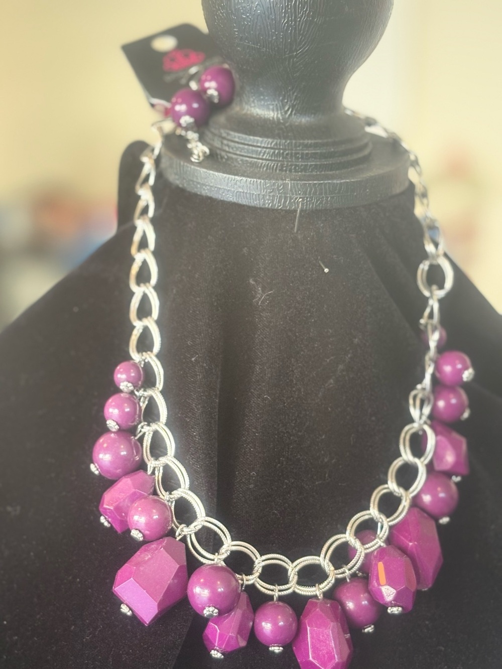 Purple Statement Beaded Necklace
